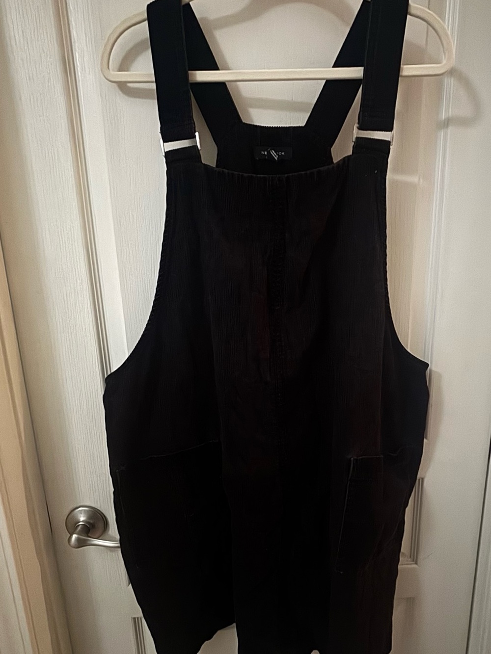 Women’s Black Corduroy Overalls Dress